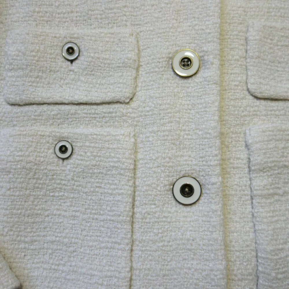 NWT J.Crew Lady Jacket in Ivory Maritime Tweed Collarless Wool Blend 16